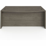 Lorell Prominence 2.0 Series Gray Elm Executive Bowfront Desk featuring Dual Locking Pedestals and High - Performance Thermally Fused Melamine Construction 72
