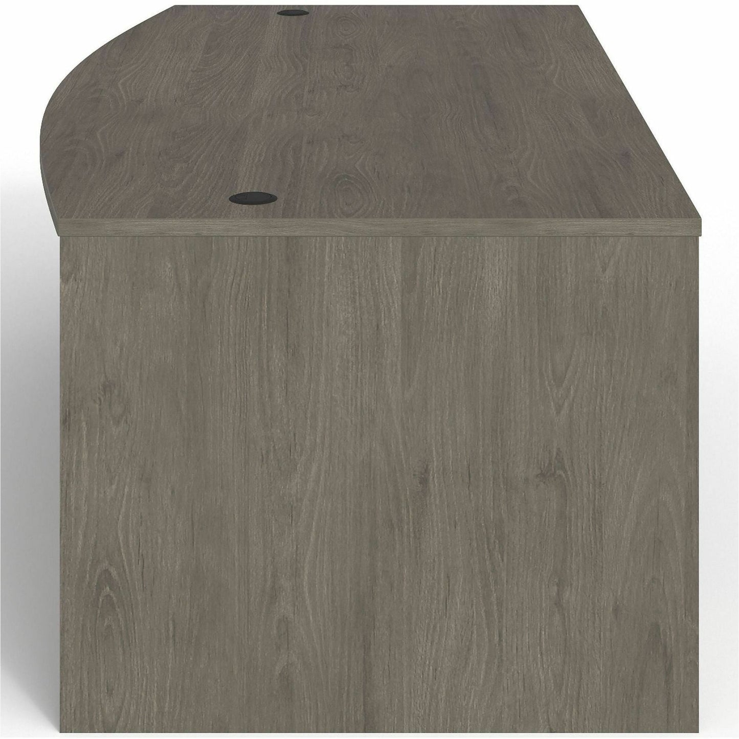 Lorell Prominence 2.0 Series Gray Elm Executive Bowfront Desk featuring Dual Locking Pedestals and High - Performance Thermally Fused Melamine Construction 72"W x 42"D x 29"H (LLR - LLRPD4272DPGE) - SchoolOutlet