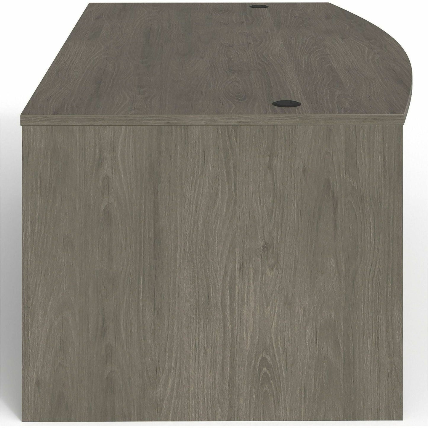 Lorell Prominence 2.0 Series Gray Elm Executive Bowfront Desk featuring Dual Locking Pedestals and High - Performance Thermally Fused Melamine Construction 72"W x 42"D x 29"H (LLR - LLRPD4272DPGE) - SchoolOutlet