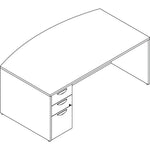 Lorell Prominence 2.0 Series Bowfront Executive Desk featuring a Left - Hand Locking Pedestal and High - Performance Thermally Fused Melamine Construction 72