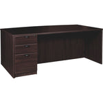 Lorell Prominence 2.0 Series Bowfront Executive Desk featuring a Left - Hand Locking Pedestal and High - Performance Thermally Fused Melamine Construction 72
