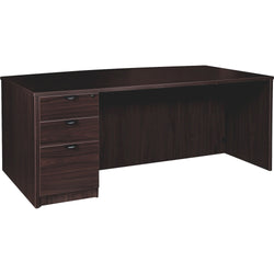Lorell Prominence 2.0 Series Bowfront Executive Desk featuring a Left-Hand Locking Pedestal and High-Performance Thermally Fused Melamine Construction 72"W x 42"D x 29"H (LLR-LLRPD4272LSPBXX)
