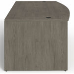 Lorell Prominence 2.0 Series Gray Elm Executive Bowfront Desk featuring a Left - Hand Locking Pedestal and High - Performance Thermally Fused Melamine Construction 72