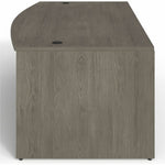 Lorell Prominence 2.0 Series Gray Elm Executive Bowfront Desk featuring a Left - Hand Locking Pedestal and High - Performance Thermally Fused Melamine Construction 72