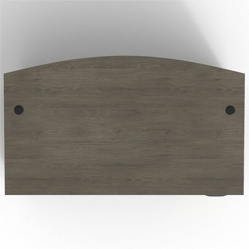 Lorell Prominence 2.0 Series Gray Elm Executive Bowfront Desk featuring a Left - Hand Locking Pedestal and High - Performance Thermally Fused Melamine Construction 72"W x 42"D x 29"H (LLR - LLRPD4272LSPBGE) - SchoolOutlet
