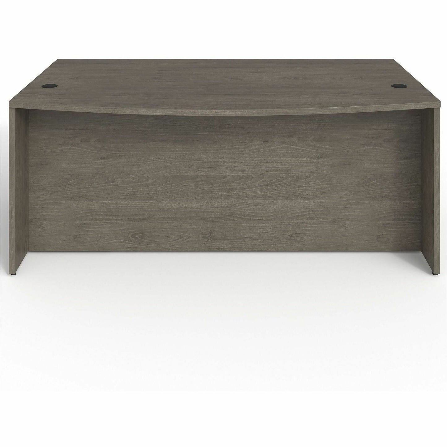 Lorell Prominence 2.0 Series Gray Elm Executive Bowfront Desk featuring a Left - Hand Locking Pedestal and High - Performance Thermally Fused Melamine Construction 72"W x 42"D x 29"H (LLR - LLRPD4272LSPBGE) - SchoolOutlet