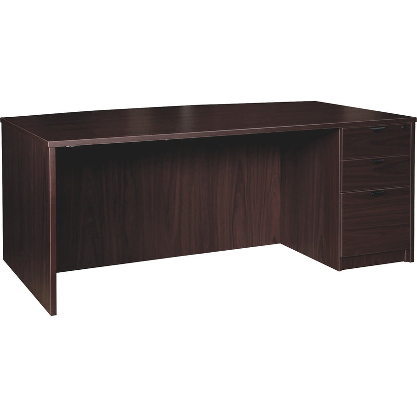 Lorell Prominence 2.0 Series Bowfront Executive Desk featuring a Right - Hand Locking Pedestal and High - Performance Thermally Fused Melamine Construction 72"W x 42"D x 29"H (LLR - LLRPD4272RSPXX) - SchoolOutlet