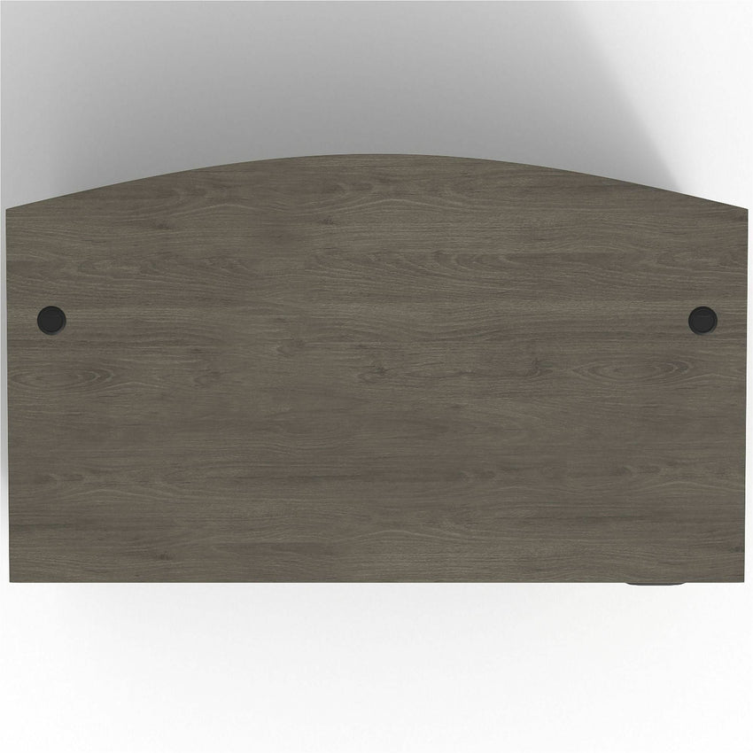 Lorell Prominence 2.0 Series Gray Elm Executive Bowfront Desk featuring a Right - Hand Locking Pedestal and High - Performance Thermally Fused Melamine Construction 72"W x 42"D x 29"H (LLR - LLRPD4272RSPGE) - SchoolOutlet