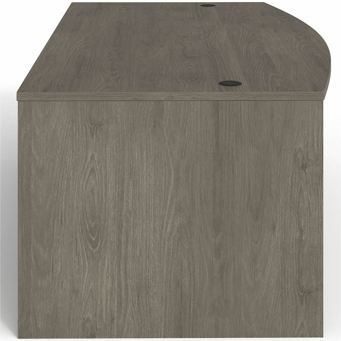 Lorell Prominence 2.0 Series Gray Elm Executive Bowfront Desk featuring a Right - Hand Locking Pedestal and High - Performance Thermally Fused Melamine Construction 72"W x 42"D x 29"H (LLR - LLRPD4272RSPGE) - SchoolOutlet