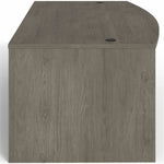 Lorell Prominence 2.0 Series Gray Elm Executive Bowfront Desk featuring a Right - Hand Locking Pedestal and High - Performance Thermally Fused Melamine Construction 72