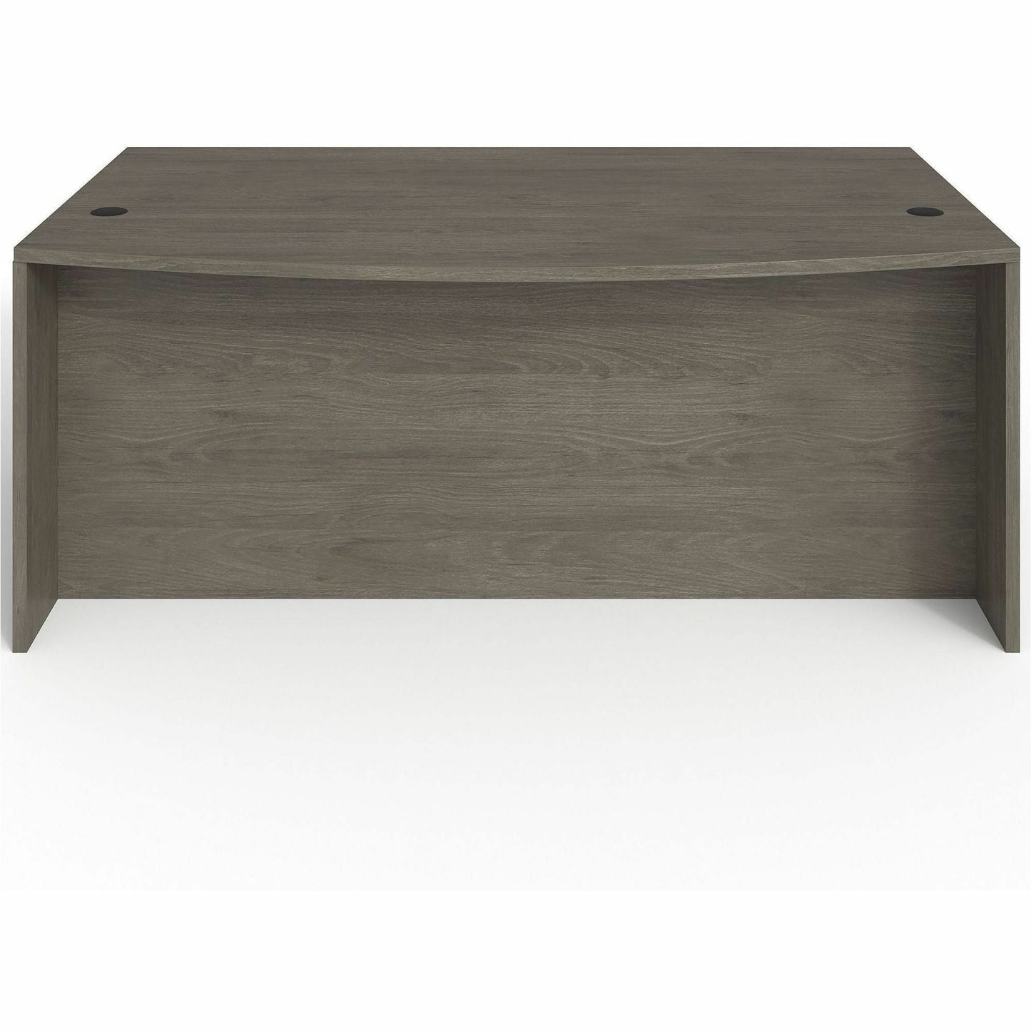 Lorell Prominence 2.0 Series Gray Elm Executive Bowfront Desk featuring a Right - Hand Locking Pedestal and High - Performance Thermally Fused Melamine Construction 72"W x 42"D x 29"H (LLR - LLRPD4272RSPGE) - SchoolOutlet
