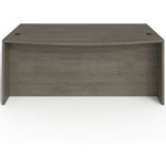 Lorell Prominence 2.0 Series Gray Elm Executive Bowfront Desk featuring a Right - Hand Locking Pedestal and High - Performance Thermally Fused Melamine Construction 72