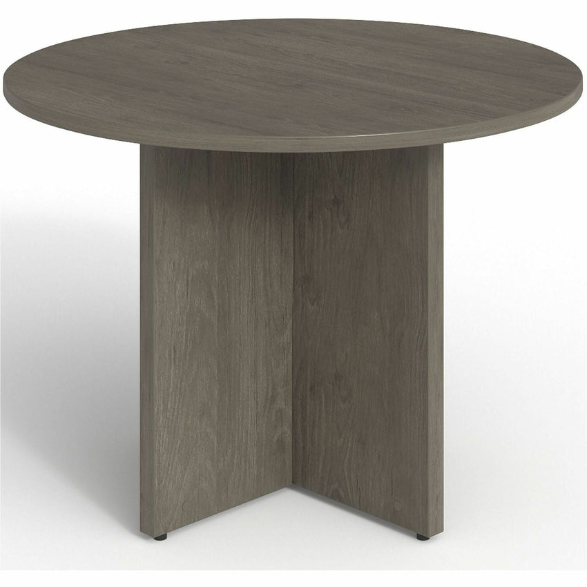 Lorell Prominence 2.0 Round High Performance Laminate Conference Table Gray Elm 42" Diameter x 29"H (LLR - LLRPT42RGE) - SchoolOutlet