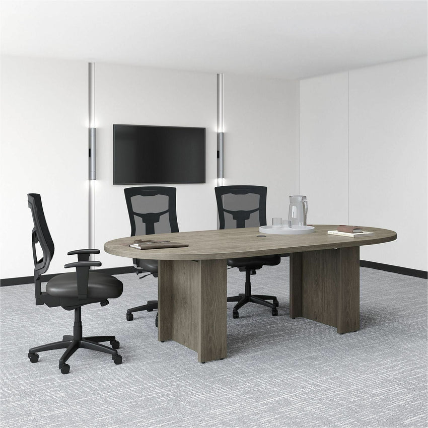 Lorell Prominence 2.0 Racetrack Conference Table Gray Elm 72"W x 36"D x 29"H (LLR - LLRPT7236GE) - SchoolOutlet