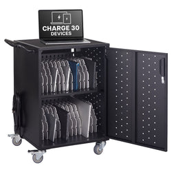 Luxor Line Leader Essential 30-Device Charging and Storage Cart with Locking Doors and Mobile Design  30-Device Capacity 20"W x 21"D x 32"H (LUX-ABC30CHARGEKD)