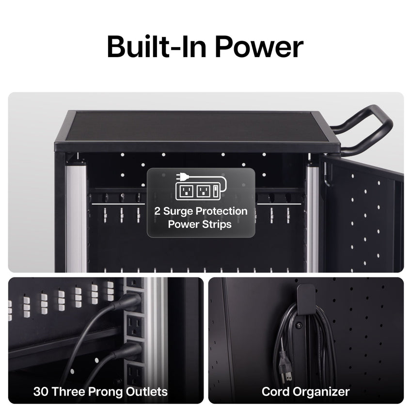 Luxor Line Leader Essential 30-Device Charging and Storage Cart with Locking Doors and Mobile Design 30-Device Capacity 20"W x 21"D x 32"H (LUX-ABC30CHARGEKD) - SchoolOutlet