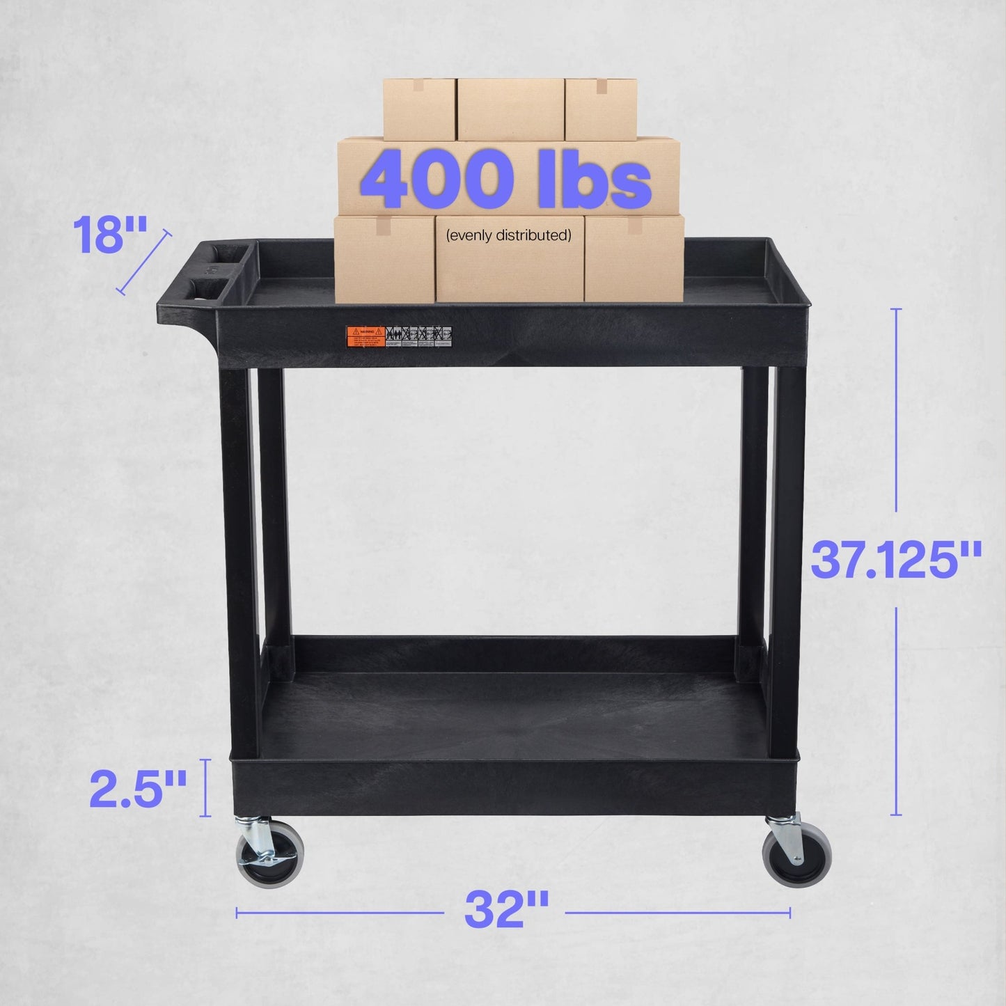 Luxor E Series EC11 - Tub Cart 2 Shelves - 35.25" W x 34.25" H (Luxor LUX-EC11) - SchoolOutlet