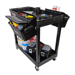 Luxor E Series EC11-B-OUTRIG - Tub Cart 2 Shelves with Outrigger Utility Cart Bins - 35.25