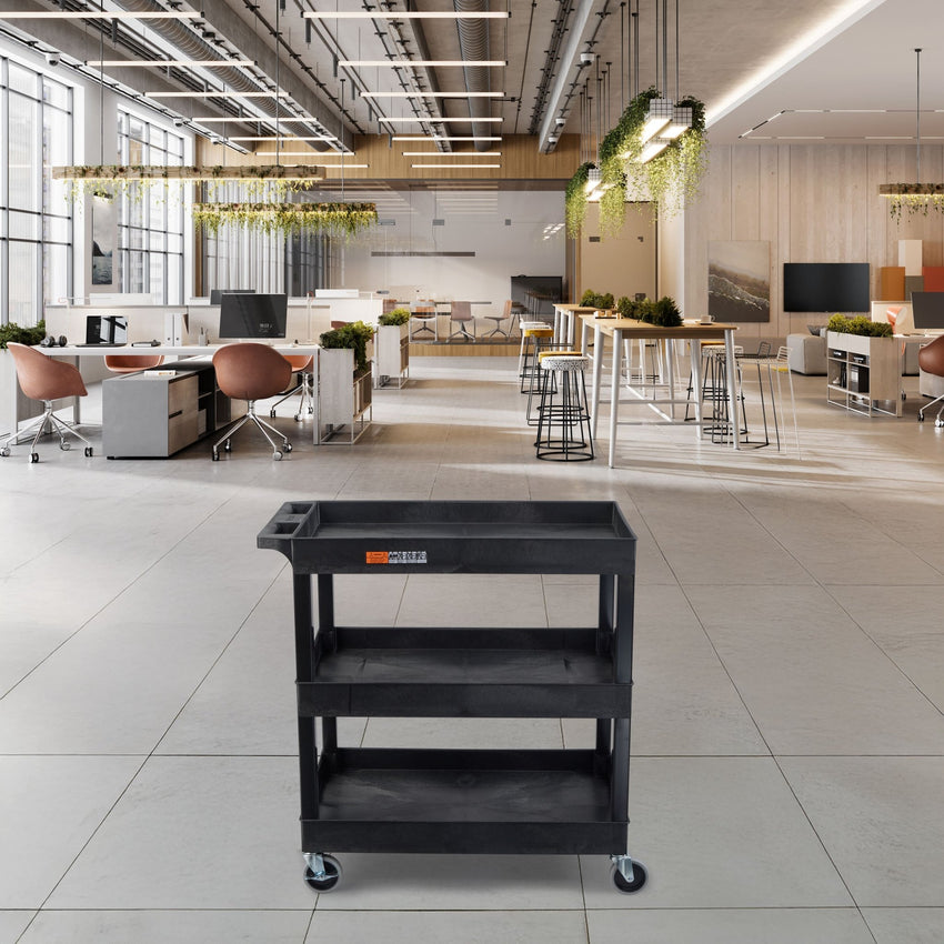 Luxor E Series EC111 - Tub Cart 3 Shelves - 35"W x 36"H - SchoolOutlet