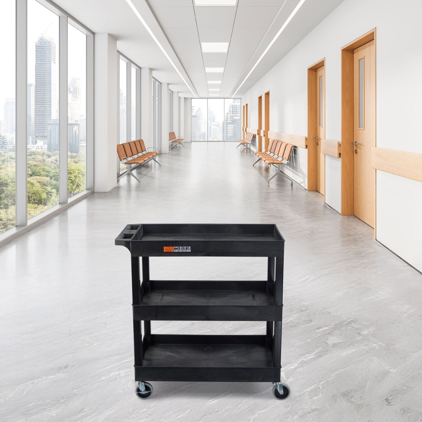 Luxor E Series EC111 - Tub Cart 3 Shelves - 35"W x 36"H - SchoolOutlet