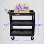 Luxor E Series EC111HD - Tub Cart 3 Shelves HD Model - 35