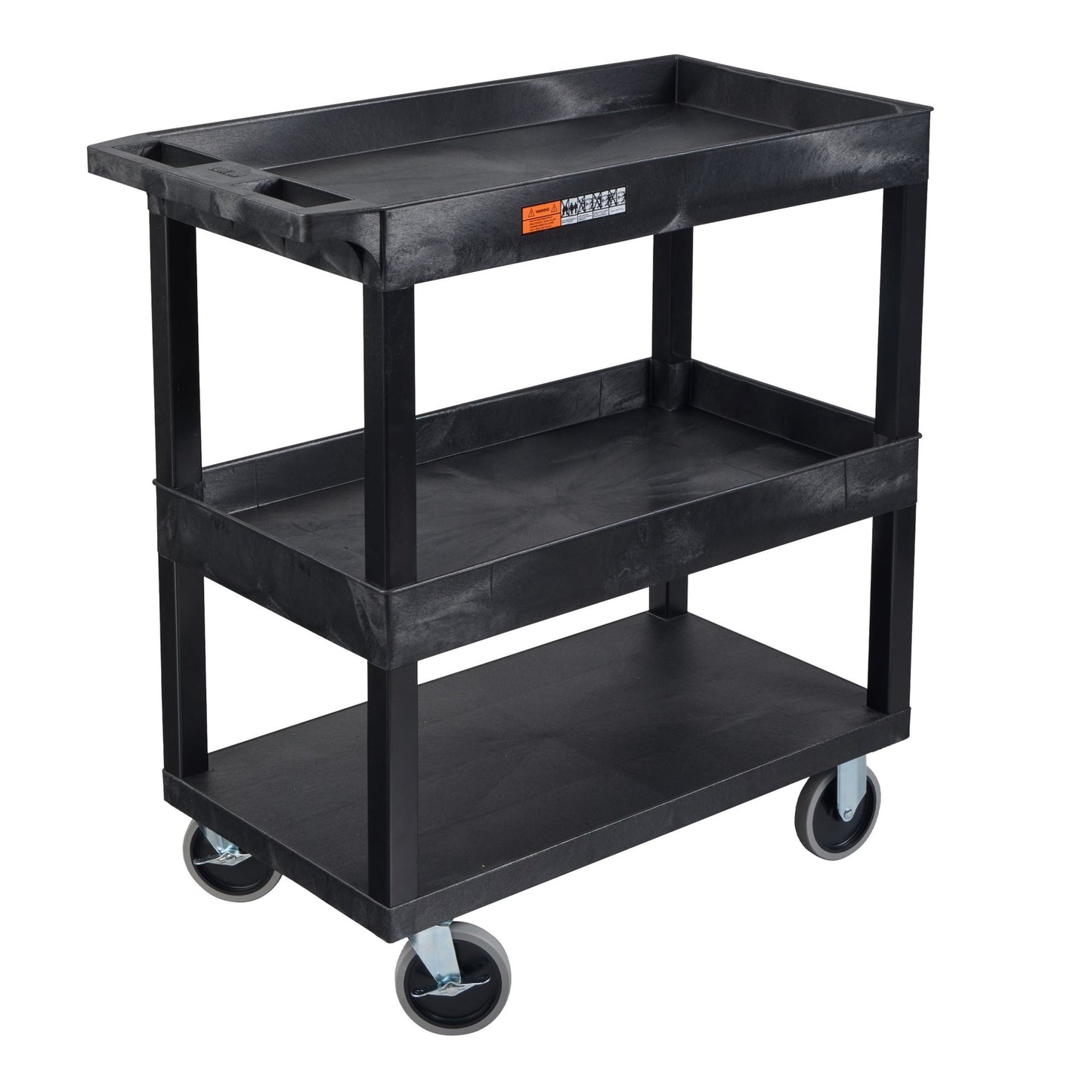 Luxor 18 x 32 Cart 2 Tub / 1 Flat Shelves - Black - SchoolOutlet