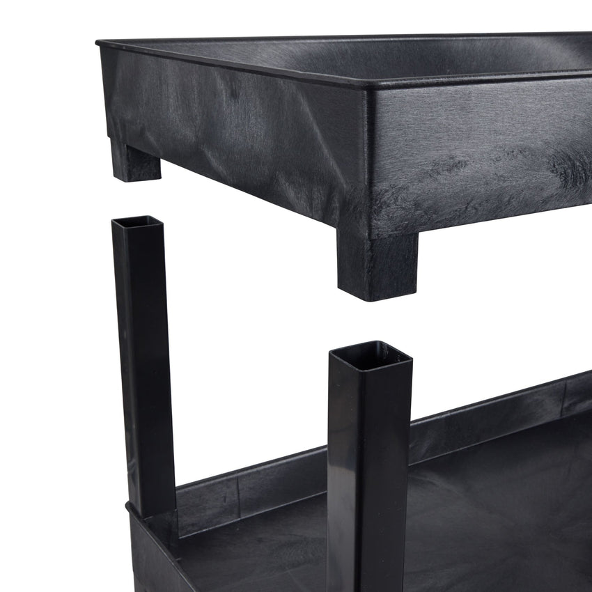 Luxor 18 x 32 Cart 2 Tub / 1 Flat Shelves - Black - SchoolOutlet