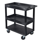 Luxor 18 x 32 Cart 2 Tub / 1 Flat Shelves - Black - SchoolOutlet