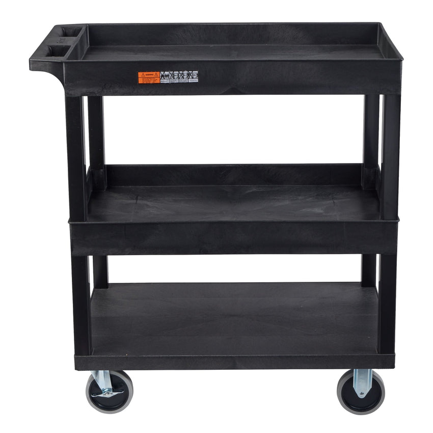Luxor 18 x 32 Cart 2 Tub / 1 Flat Shelves - Black - SchoolOutlet