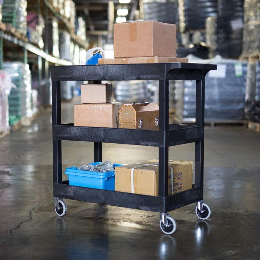 Luxor 18 x 32 Cart 2 Tub / 1 Flat Shelves (LUX-EC121HD-B) - SchoolOutlet