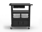 Luxor Deluxe Teacher Cart with Locking Cabinet Storage - Bins Keyboard, Tray Pocket, Chart Hooks and Cup Holder 32