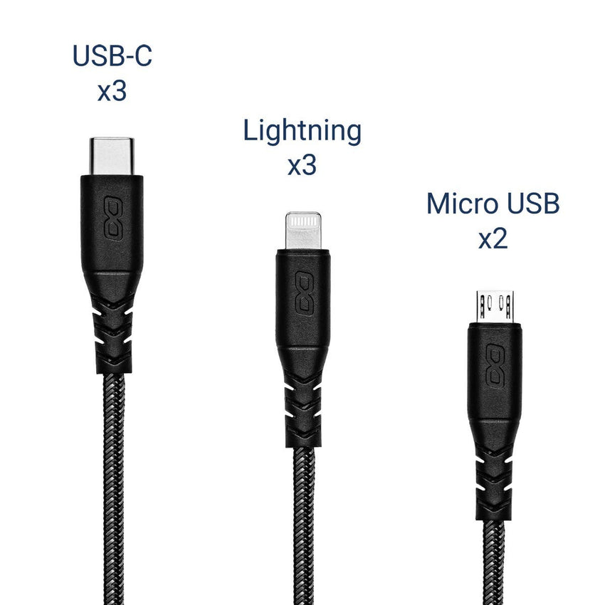Luxor KwikBoost Freestanding Multi - Device Charging Station with MFi - Certified Braided Cables (LUX - KB990XX) - SchoolOutlet