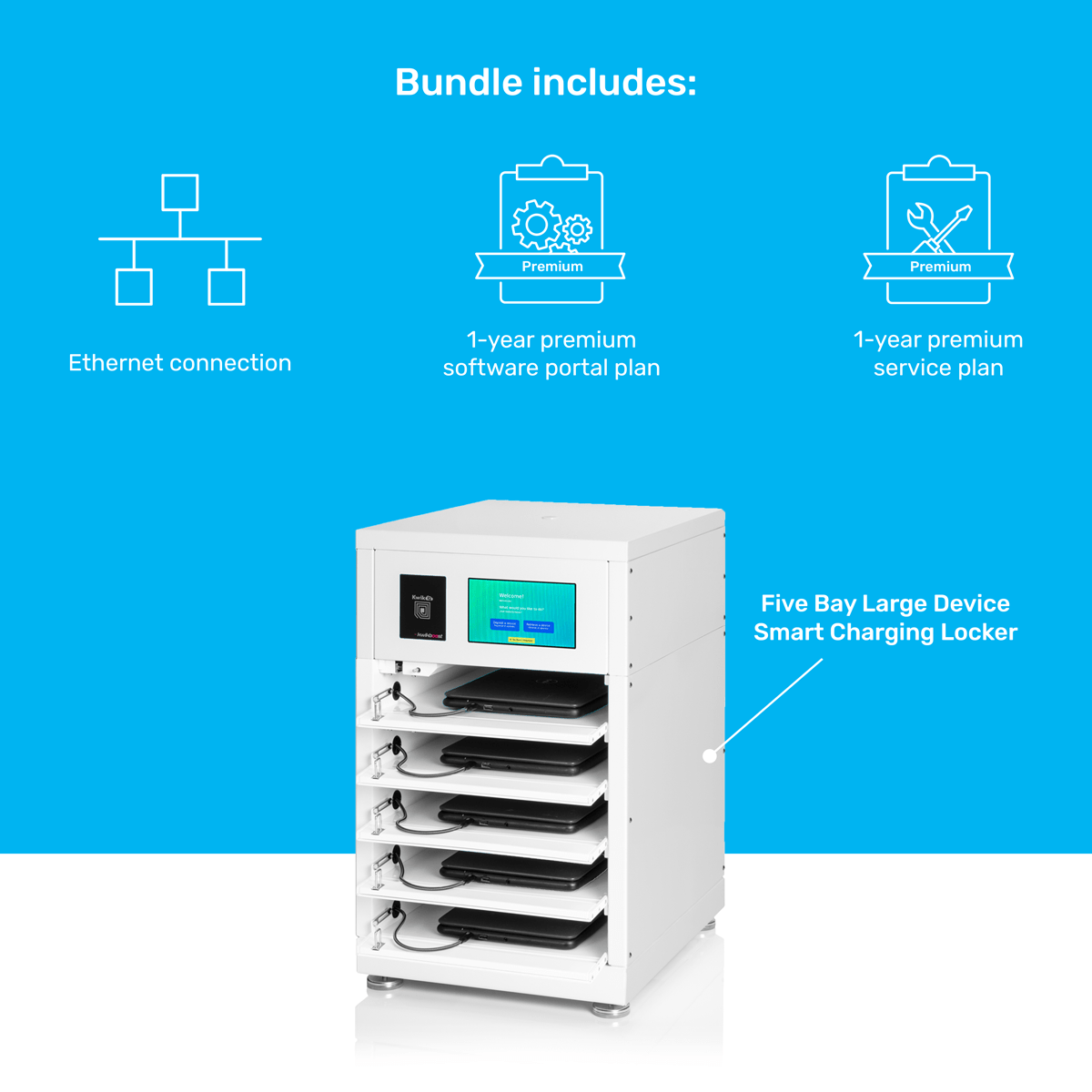 Luxor Kwik IQ - Five Bay Large Device Charging Locker Bundle (LUX - KBSL - LD5 - B) - SchoolOutlet