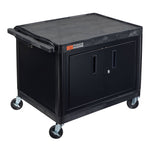 Luxor LE27C-B Black 2 Shelf A/V Cart with Electrical Assembly and Locking Cabinet - 24
