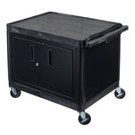 Luxor LE27C-B Black 2 Shelf A/V Cart with Electrical Assembly and Locking Cabinet - 24