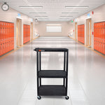 Luxor LP54E-B - Plastic AV Cart 3 Shelves (Luxor LUX-LP54E-B) - SchoolOutlet