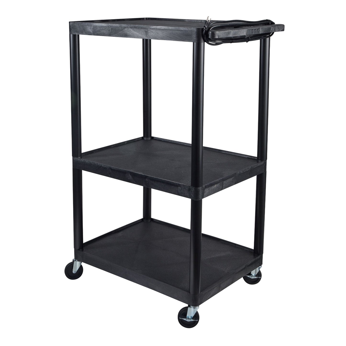 Luxor LP54E-B - Plastic AV Cart 3 Shelves (Luxor LUX-LP54E-B) - SchoolOutlet