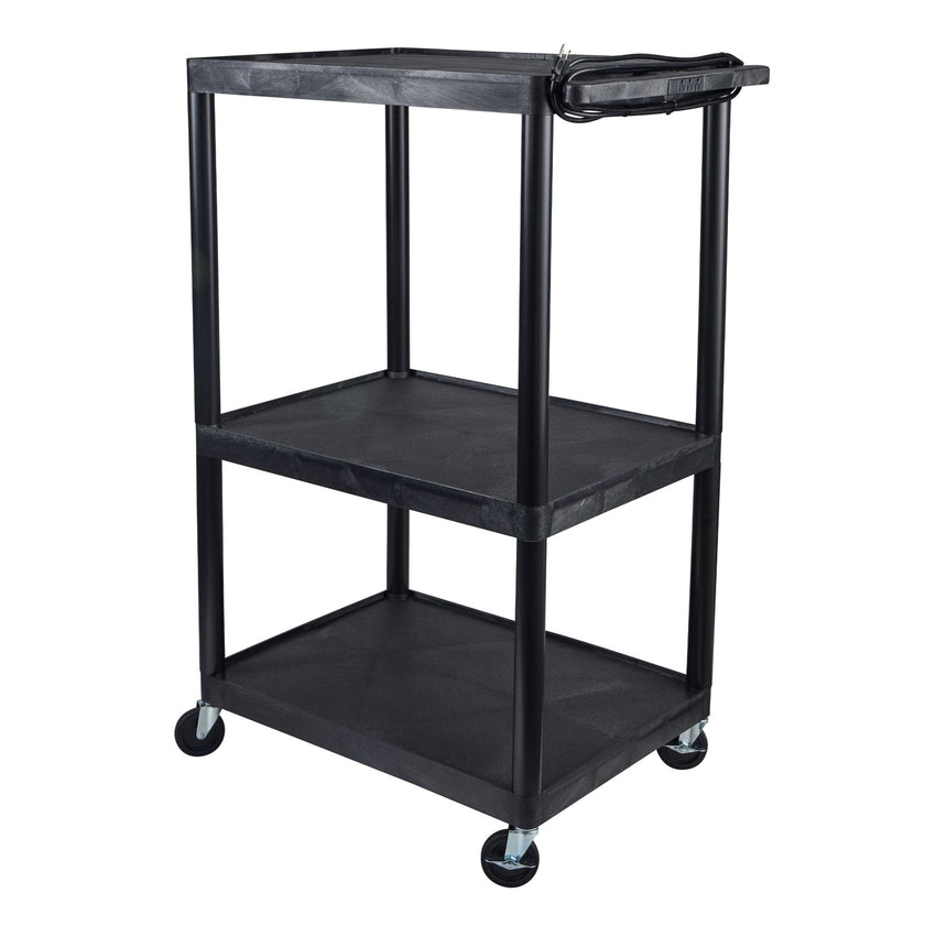 Luxor LP54E-B - Plastic AV Cart 3 Shelves (Luxor LUX-LP54E-B) - SchoolOutlet