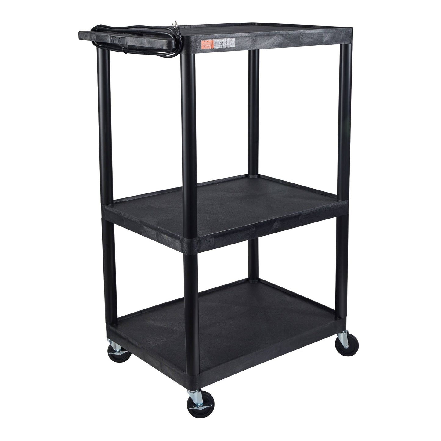 Luxor LP54E-B - Plastic AV Cart 3 Shelves (Luxor LUX-LP54E-B) - SchoolOutlet