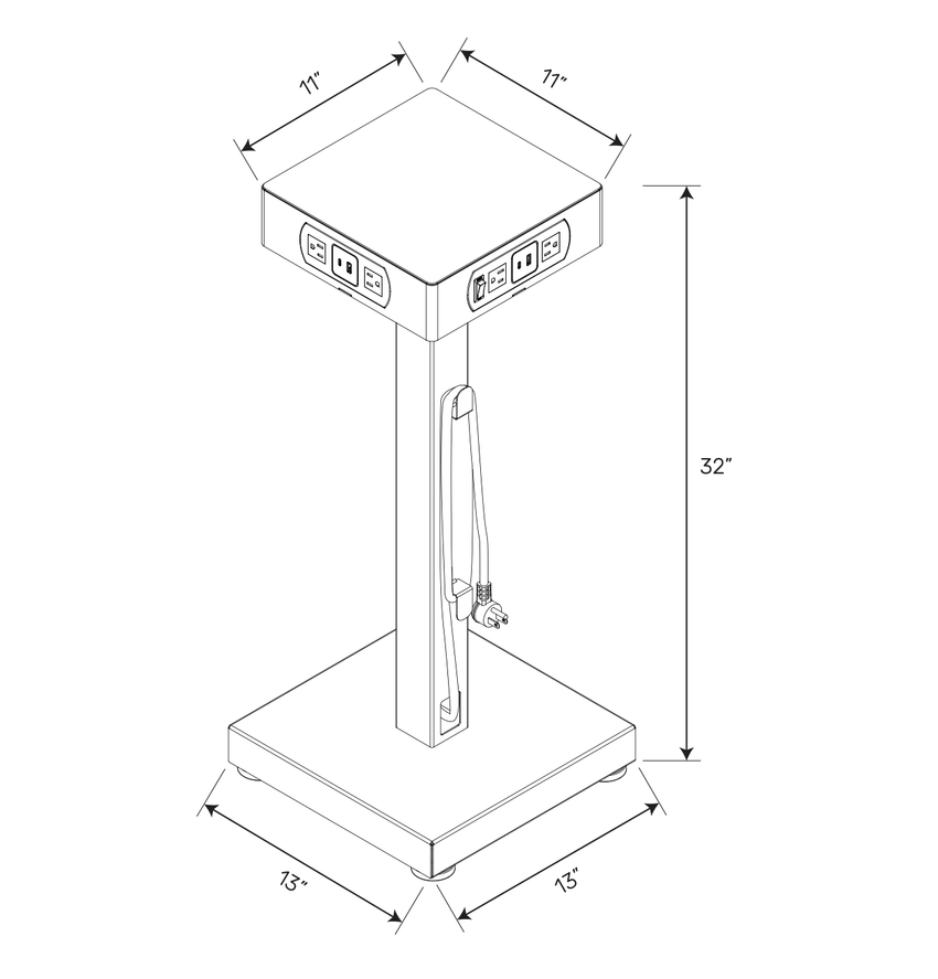 Luxor LuxPower Charging Tower with 8 AC & 8 USB Ports (LUX - LUXPWR2) - SchoolOutlet