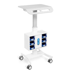Luxor Vitalize Laptop Cart Adjustable Height Rolling Medical Cart with Storage 21" W x 18" D x 28.75" to 43" H (MCWS001)