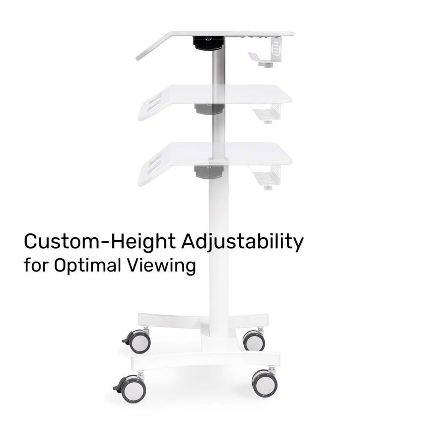 Luxor Vitalize Laptop Cart Adjustable Height Rolling Medical Cart 21" x 18" D x 28.75" to 43" H (MCWS002) - SchoolOutlet
