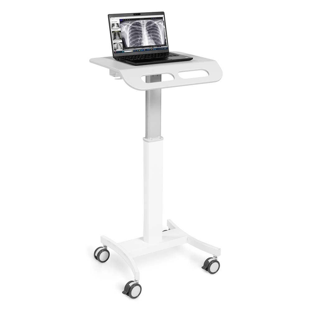 Luxor Vitalize Laptop Cart Adjustable Height Rolling Medical Cart 21" x 18" D x 28.75" to 43" H (MCWS002) - SchoolOutlet