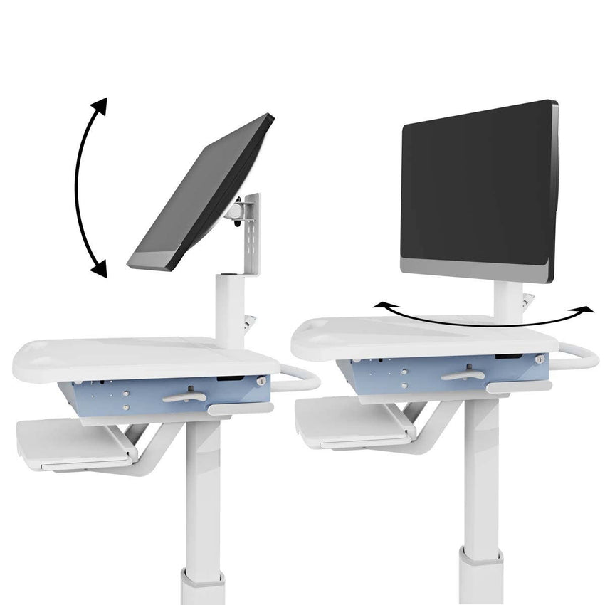 Luxor Vitalize Laptop Cart Adjustable Height Rolling Medical Cart Standard 24.1" W x 28.6" D x 50.5" - 64.5" H (MCWS003) - SchoolOutlet