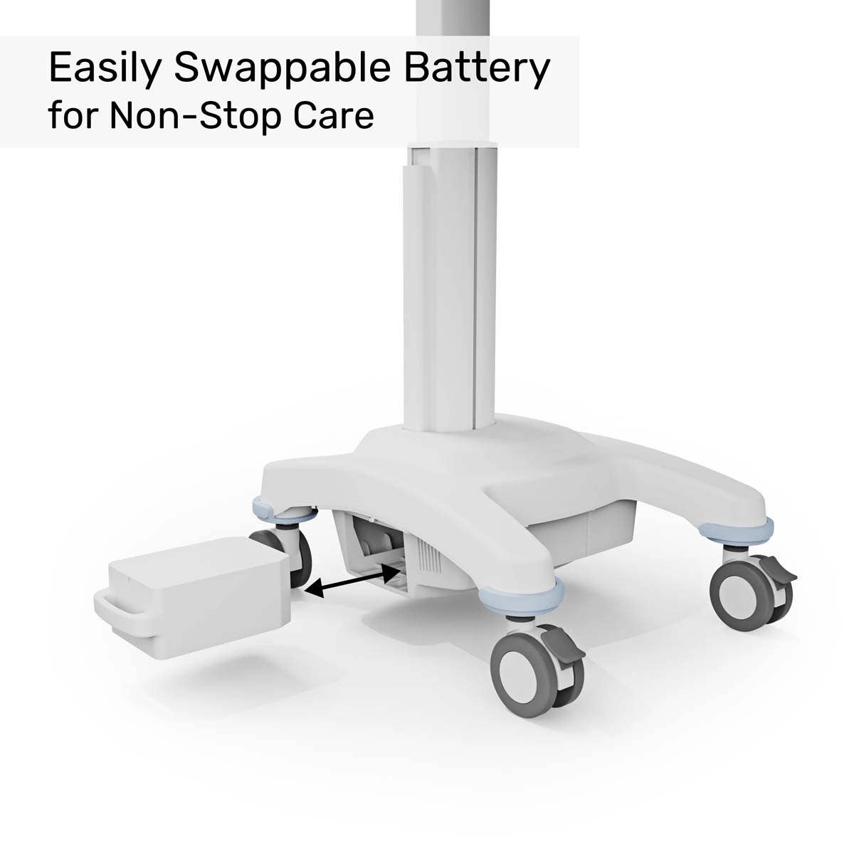 Luxor Vitalize Laptop Cart Adjustable Height Rolling Medical Cart Standard 24.1" W x 28.6" D x 50.5" - 64.5" H (MCWS003) - SchoolOutlet