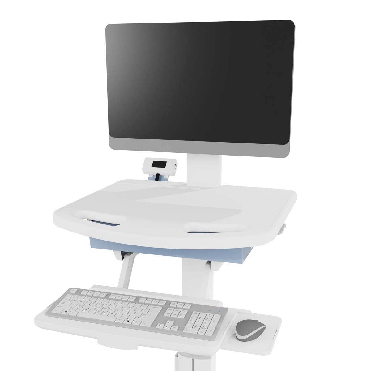 Luxor Vitalize Laptop Cart Adjustable Height Rolling Medical Cart Deluxe 24.1" W x 28.6" D x 50.5" - 64.5" H (MCWS004) - SchoolOutlet