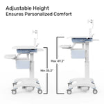 Luxor Vitalize Laptop Cart Adjustable Height Rolling Medical Cart Deluxe 24.1