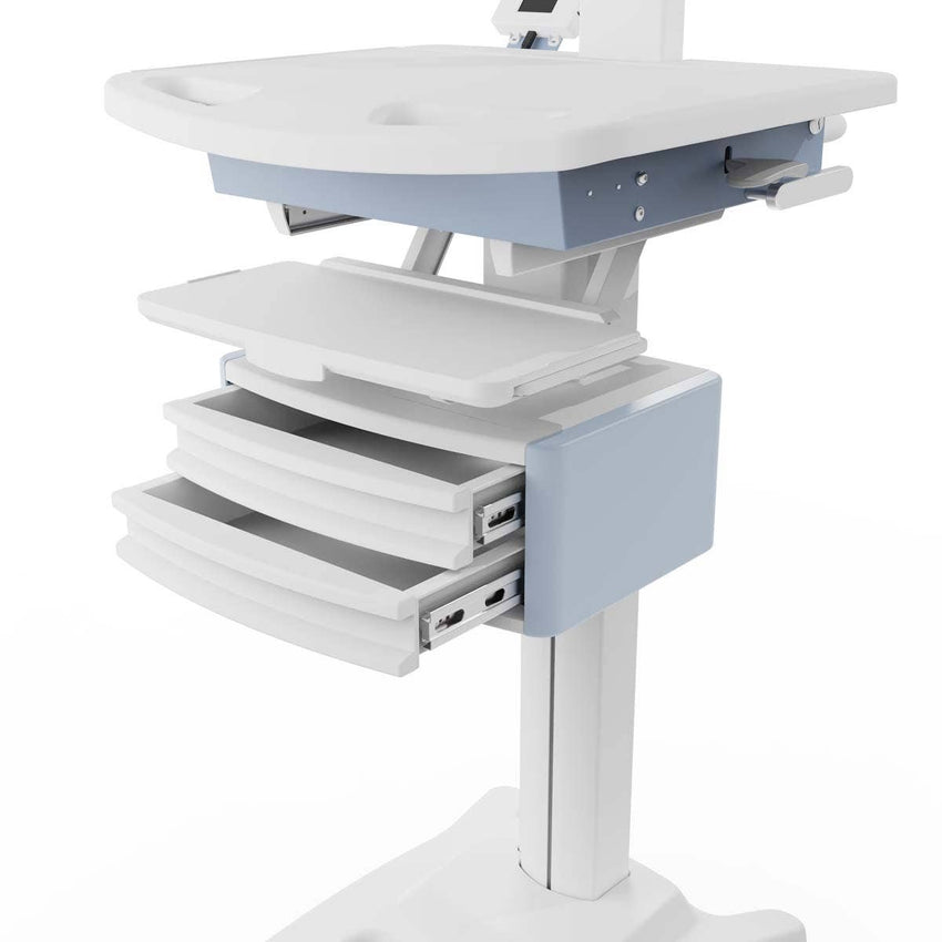 Luxor Vitalize Laptop Cart Adjustable Height Rolling Medical Cart Deluxe 24.1" W x 28.6" D x 50.5" - 64.5" H (MCWS004) - SchoolOutlet