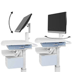 Luxor Vitalize Laptop Cart Adjustable Height Rolling Medical Cart Deluxe 24.1