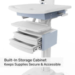 Luxor Vitalize Laptop Cart Adjustable Height Rolling Medical Cart Deluxe 24.1